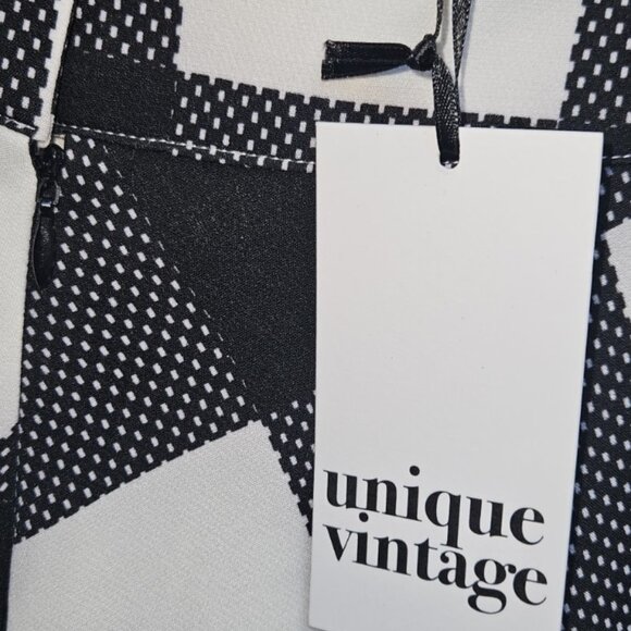 Unique Vintage Brand Plus Size 3X/18 Black & White Gingham Flare Skirt - Picture 4 of 10